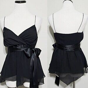 Nos Vintage The Limited Black Chiffon Peplum Top XS